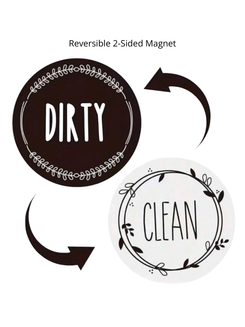 Clean Dirty Dishwasher Magnet Black White Reversible Kitchen Sign NWT